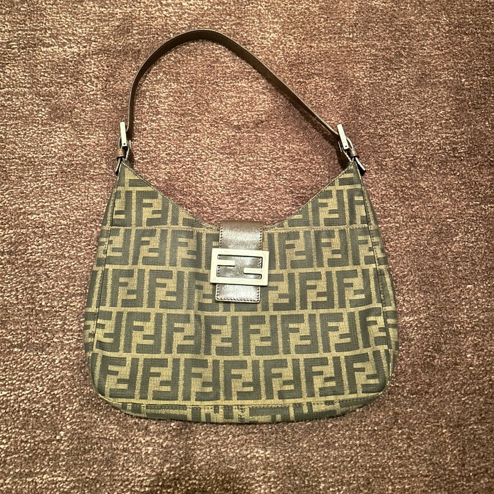 Vintage Fendi Zucca Baguette Shoulder Bag